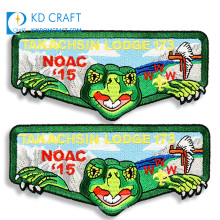 Wholesale high quality broderie garment woven badge sticker caoutchouc embroidery logo custom crocodile patch for shirt